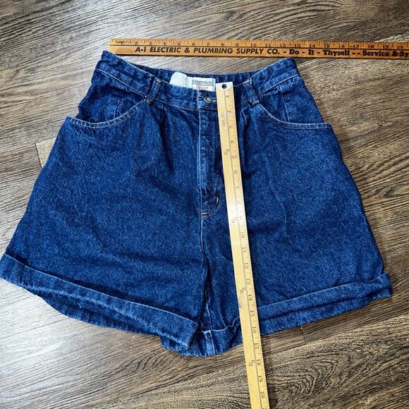 Vtg ESSENTIALS SPORT High Waist Mom Denim Jean Shorts sz 12 Cuffed - Picture 2 of 4